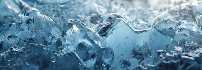 Wall Mural - a close-up view of a large, jagged, and icy formation, with the ice appearing to be in various shades of blue and white.