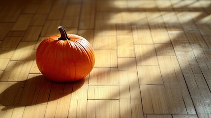 Poster - Pumpkin, bamboo floor. Generative AI