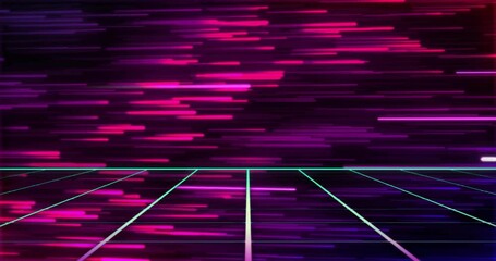 Poster - Animation of neon pattern over light trails background