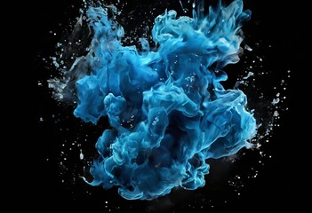 Wall Mural - a swirling, ethereal blue smoke or vapor against a dark background, creating a sense of movement and dynamism.