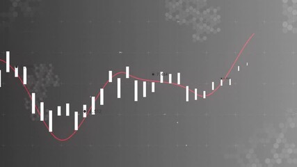 Sticker - Animation of financial data processing over grey background