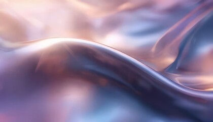 Wall Mural - close-up view of a flowing, shiny fabric with a gradient of purple and pink hues, creating a sense of movement and depth.