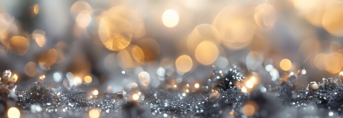 Wall Mural - close-up view of a glittering, textured surface with a multitude of small, round lights that appear to be glowing and shimmering, creating a bokeh effect.