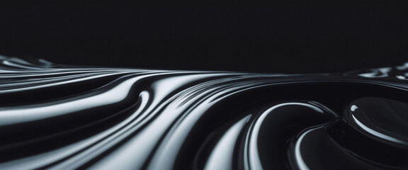 Wall Mural - Abstract Black Liquid Swirling Background Futuristic Tech Design