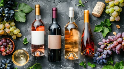 A Variety of Alcohol-Free Wines for a Pleasurable Evening to Suit All Palates. Concept Non-alcoholic Wine Options, Perfect Pairings, Flavorful Varieties, Tasting Notes, Celebration Alternatives 