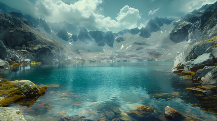 An icy mountain lake