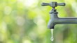 © crazyass - Dripping Outdoor Faucet, a close-up view of a leaking faucet against a softly blurred background, highlighting the importance of water conservation and maintenance.