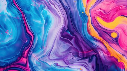 Canvas Print - vibrant neon marble swirls, an energetic display of high-contrast patterns in colorful abstract desi