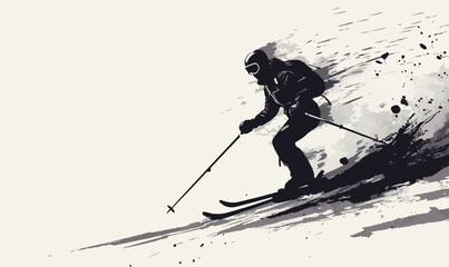 A silhouette vector of a person skiing.