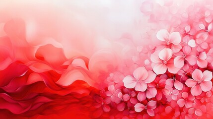 Wall Mural - Romantic pink and red hues in acrylic and oil, soft floral patterns for a Valentine's Day theme