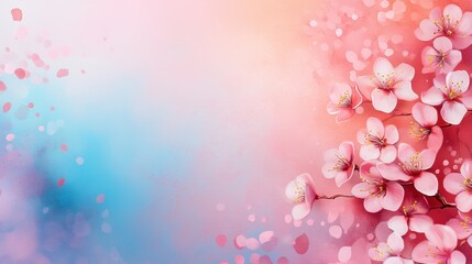 Wall Mural - Soft pastel acrylic and oil background with cherry blossoms, calming spring theme, perfect for Easter