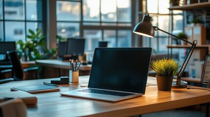 Sticker - Laptop on a Desk in an Office