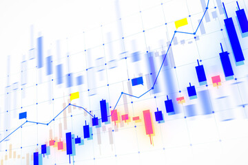 Poster - Abstract digital financial chart with upward trend on gradient background. 3D Rendering
