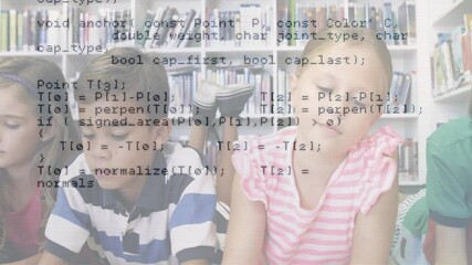 Poster - Animation of digital data processing over diverse schoolchildren reading