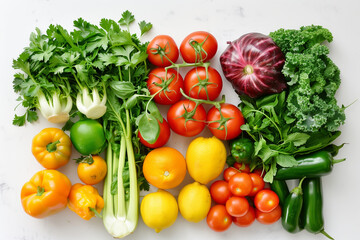 Poster - Top view of colorful vegetables and fruits.