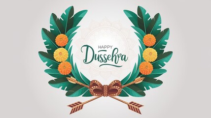 Wall Mural - Happy Dussehra, greeting card festive banner