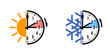 © MasterSergeant - spring forward and fall back pictograms, winter and summer time change vector icons