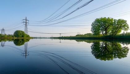 power lines on the river