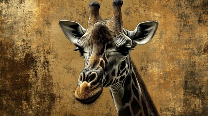 Wall Mural - A detailed giraffe icon with shading to highlight its texture and natural elegance.