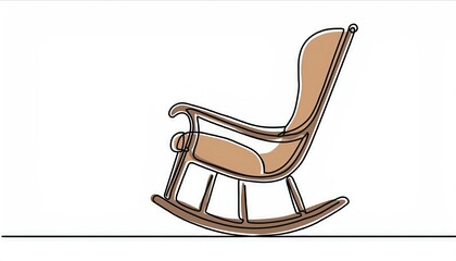 Continuous one line drawing of retro rocking chair