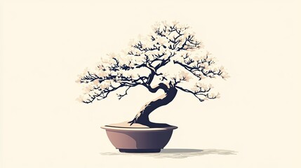 Wall Mural - A potted bonsai icon with delicate branches, ideal for nature or Zen-themed designs.