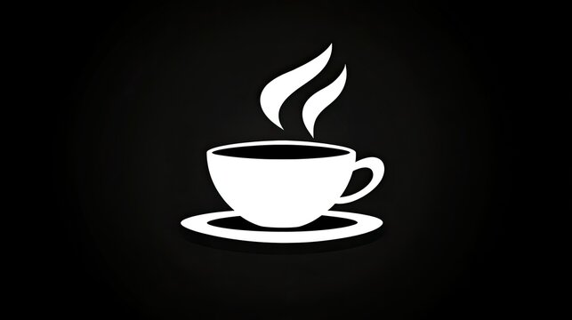 A stylized coffee cup icon with swirling steam, ideal for use in coffee shop menus or logos.