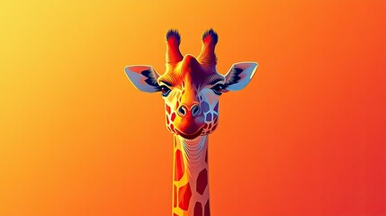 Poster - A tall giraffe icon with smooth lines and bright colors, ideal for use in safari or nature-themed projects.
