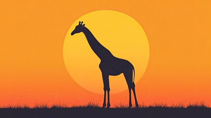 Poster - A tall giraffe icon with smooth lines and bright colors, ideal for use in safari or nature-themed projects.
