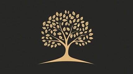 Wall Mural - An elegant tree icon with cascading leaves, designed for natural beauty and simplicity in a modern style.