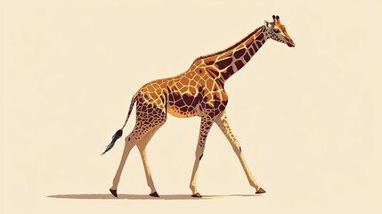 Poster - Icon of a giraffe walking gracefully, showcasing its tall stature and distinctive patterns.