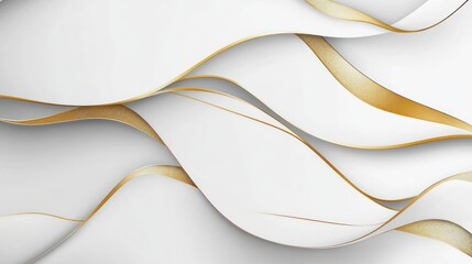 Wall Mural - Abstract White and Gold Waves