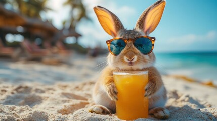 Cool Bunny on Beach