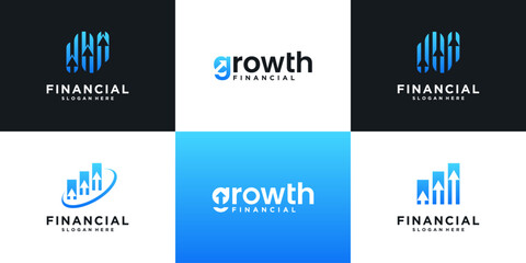 Wall Mural - Set of arrow financial growth logo design inspiration.