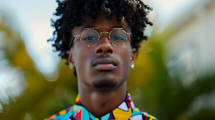 Canvas Print - The Farm Young Man With Light Black Skin Curly