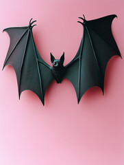 Wall Mural - Vertical Halloween banner or card with black bat. postcard, illustration