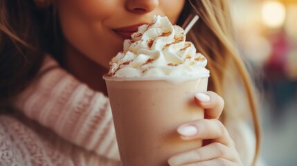 Wall Mural - Delightful Coffee Drink with Whipped Cream Topping