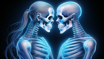 Wall Mural - x ray of human skeleton, 3d rendered illustration of an x anatomy, x ray of human skeleton