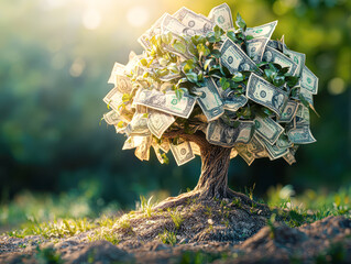 Canvas Print - A tree with a lot of money on it