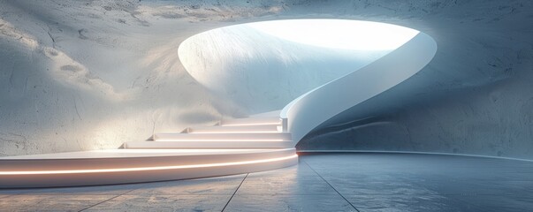 Podium mockup featuring a sleek, futuristic look.