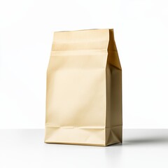 Wall Mural - a clean, minimal illustration of a plain paper bag, slightly crinkled and standing upright, on a whi