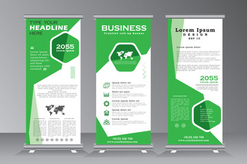 Wall Mural - Green colour roll up banner stand template design, for business, eco concept, event, conferance, presentation, environment, eco company,  advertising. vector illustration