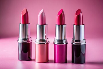 Wall Mural - lipstick samples on a pink background