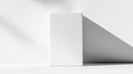 Wall Mural - a plain white medicine box standing upright, with clean lines and a realistic soft shadow on a white