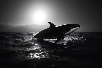 Wall Mural - Orca Leaping from the Ocean Waves