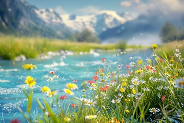 Tranquil Stream in a Mountain Valley