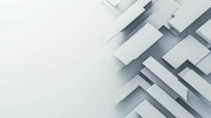 Poster - Minimalist white background with gray arrows pointing upwards and sideways, creating a dynamic tech-inspired abstract design.