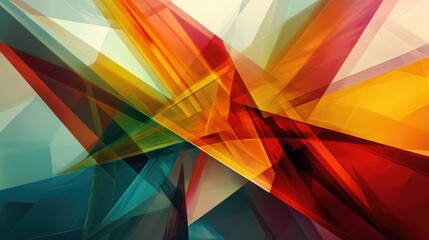 Poster - A dynamic abstract background with large, sharp-edged triangles layered over each other in a bold color palette.