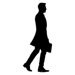 Wall Mural - A business man walking pose vector silhouette isolated white background