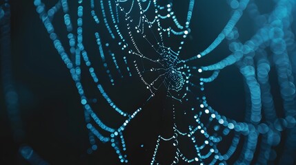 spider web with dew drops