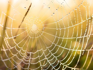 spider web with dew drops